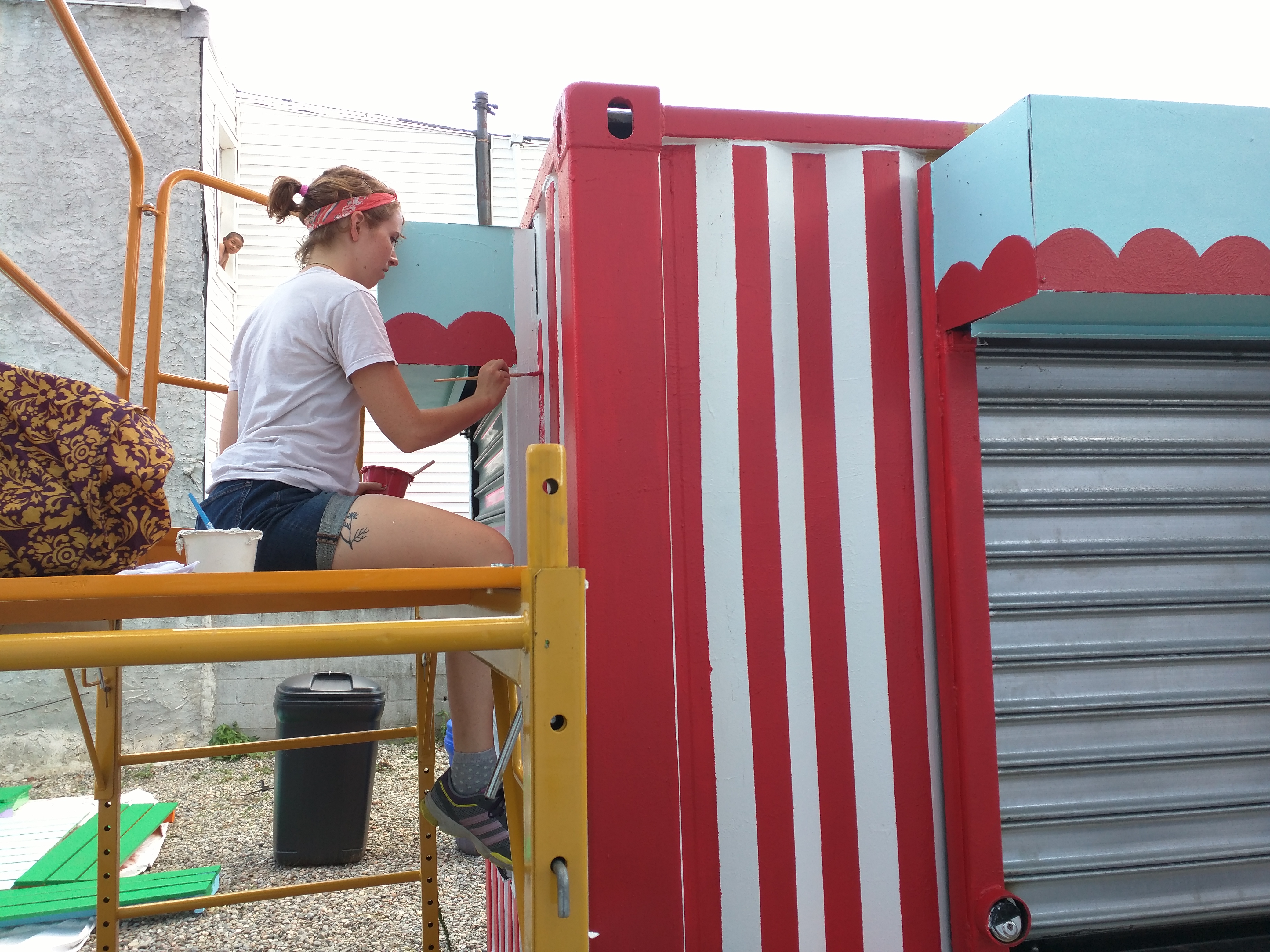 CohStra, Playgrounds, community hub, 632 Jackson Street, container, Mural Arts, painting the container